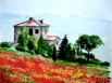 Nr. 268 Toskanisches Haus (Aquarell mit &Ouml;lpastell), Format: 30 x 40 cm, Preis o. Rahmen: 50 &euro;