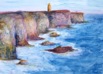 Nr. 185 Leuchtturm an den Klippen, Format: 30 x 40 cm, Preis o. Rahmen: 50 &euro;