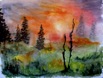 Nr. 530 Abendstimmung im Schwarzwald, Format: 40 x 30 cm, Preis o. Rahmen: 50 &euro;